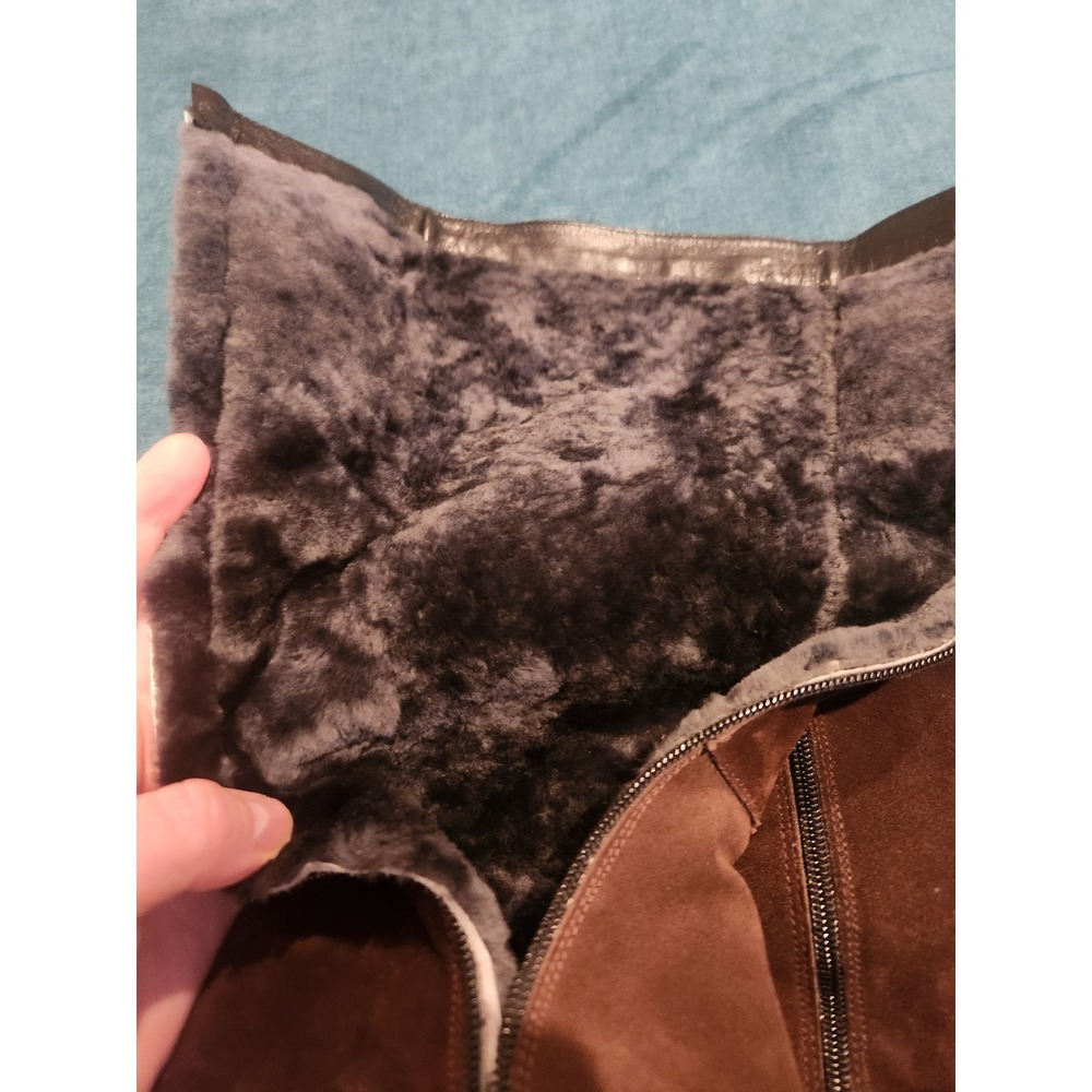 Lagos Women's Brown Suede Knee High Boots Shearling Lined Size 36 Made in Italy - Picture 5 of 5